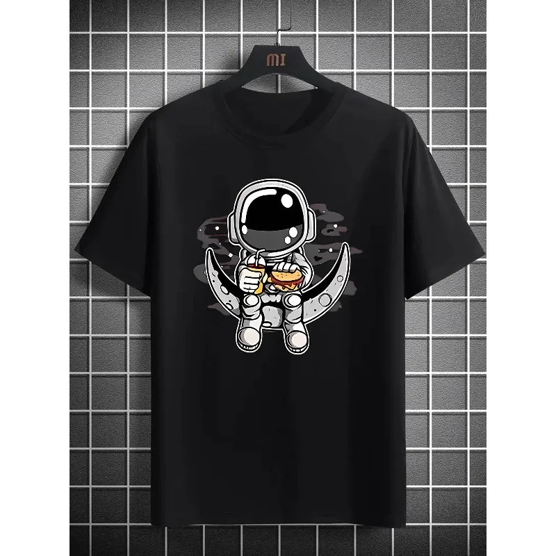 

Мужские весенне-летние футболки с принтом астронавта, с круглым вырезом и короткими рукавами, повседневные, удобные и универсальные.