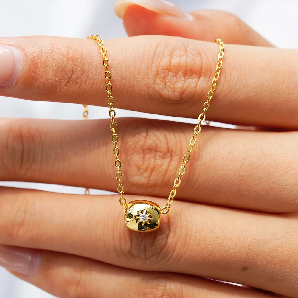 الفاخرة 100% ريال 18 كيلو الذهب المرأة Passepartout نقل قلادة بها خرزات مويسانيتي قلادة الماس #4