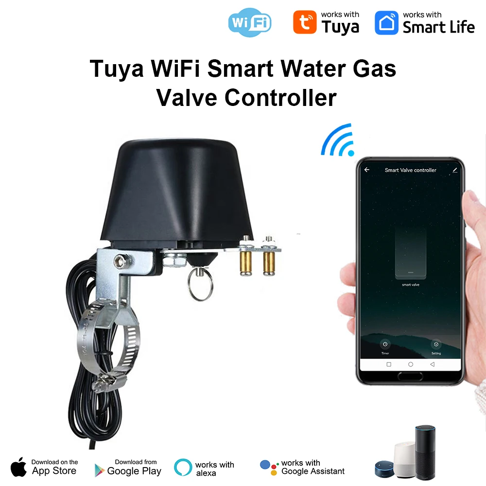 Tuya Smart WiFi Gas Valve Wate Valve Manually Open Valve Manipulator Control Home Automatically Shut-Off Gas Controller