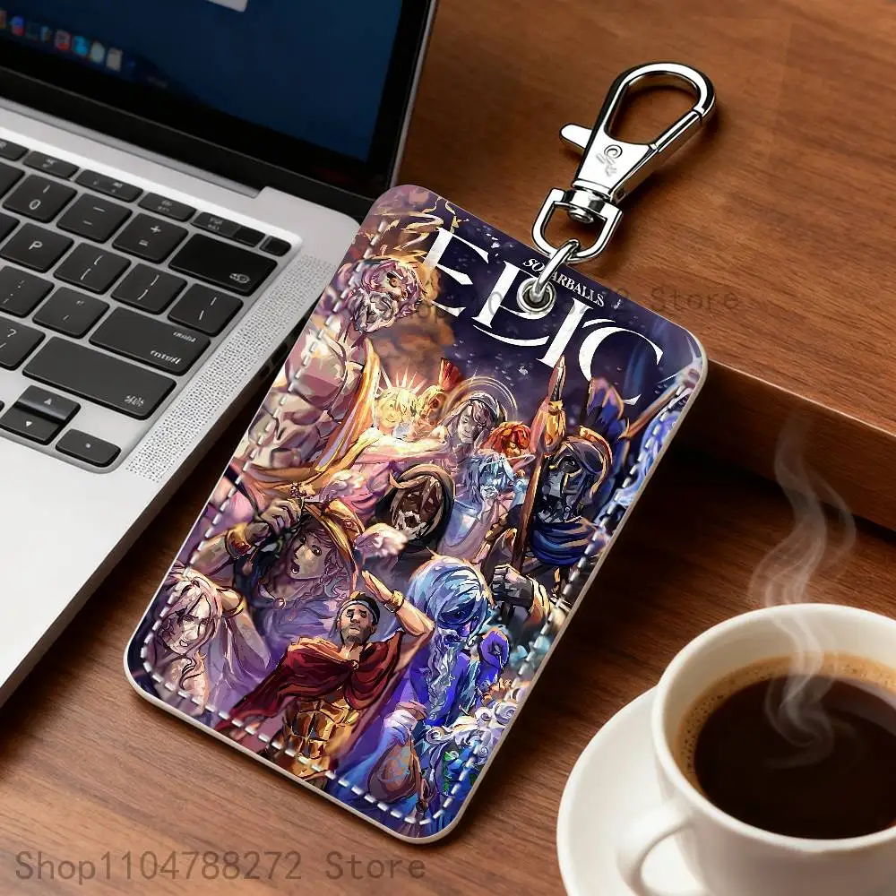 E-Epic The M-Musical Rectangle Card Case Keychain Access Card Bag Key Tag Ring Leather Card Holder Key Ring Access