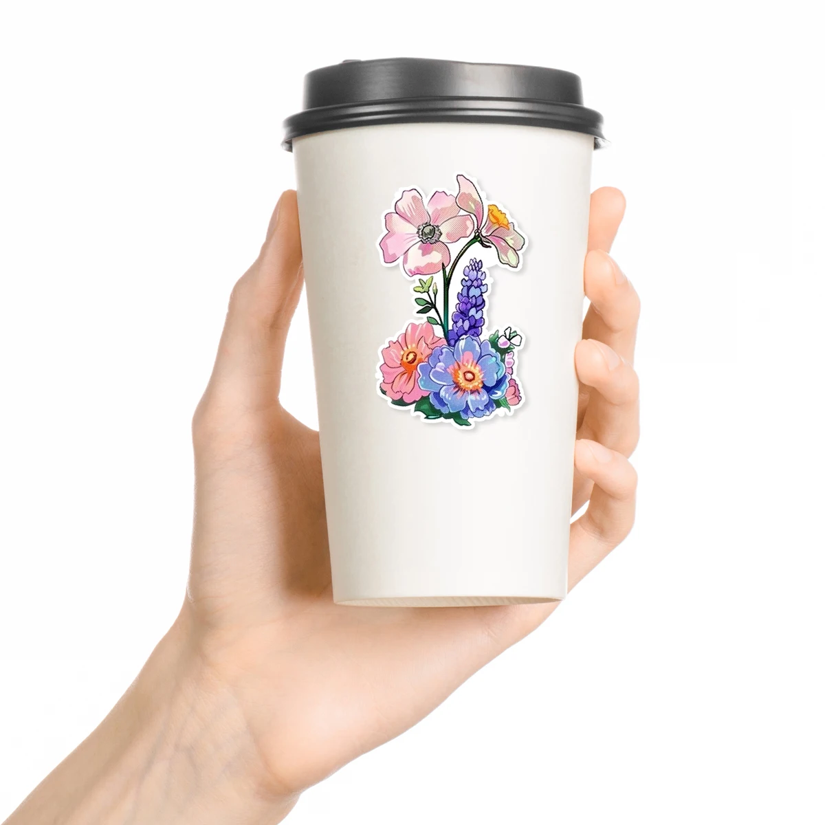 Pegatinas de flores para mezclar y combinar, adhesivos de dibujos animados para plantas y flores, 50 piezas