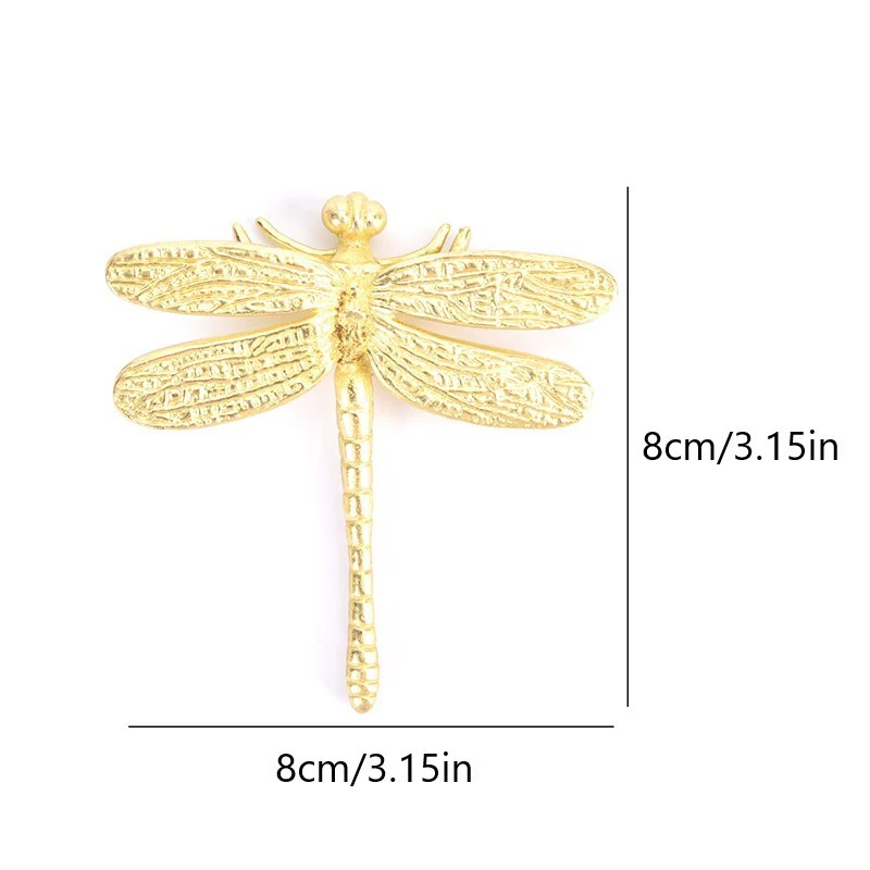 NEW Brass Dragonfly Handle Simple Nordic Cabinet Gold Pure Copper Drawer Door Knob