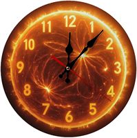 Fiery Sun Clock Art Print Home Decor Wall Hanging Abstract Plasma No Led 12 Inch Silent Wall Clock Battery Operated, Frameless W