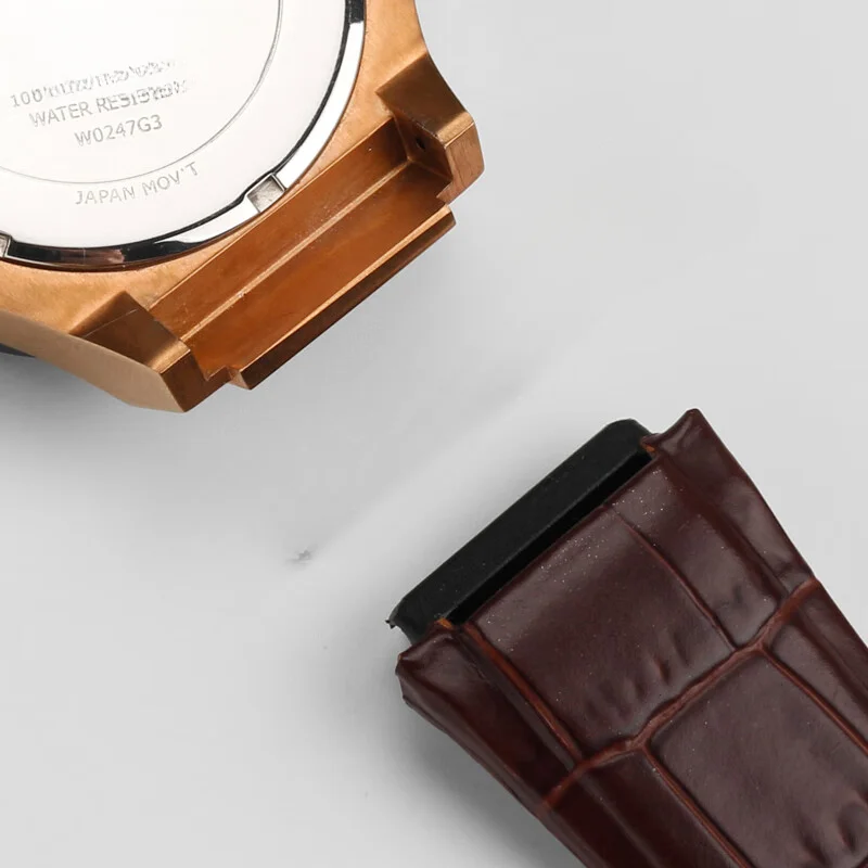 For Guess W0040G1\W0040G2\W0040G3 Series Men's Needle Buckle Blue Rose Gold Buckle 22mm Cow Genuine Leather Watchbands