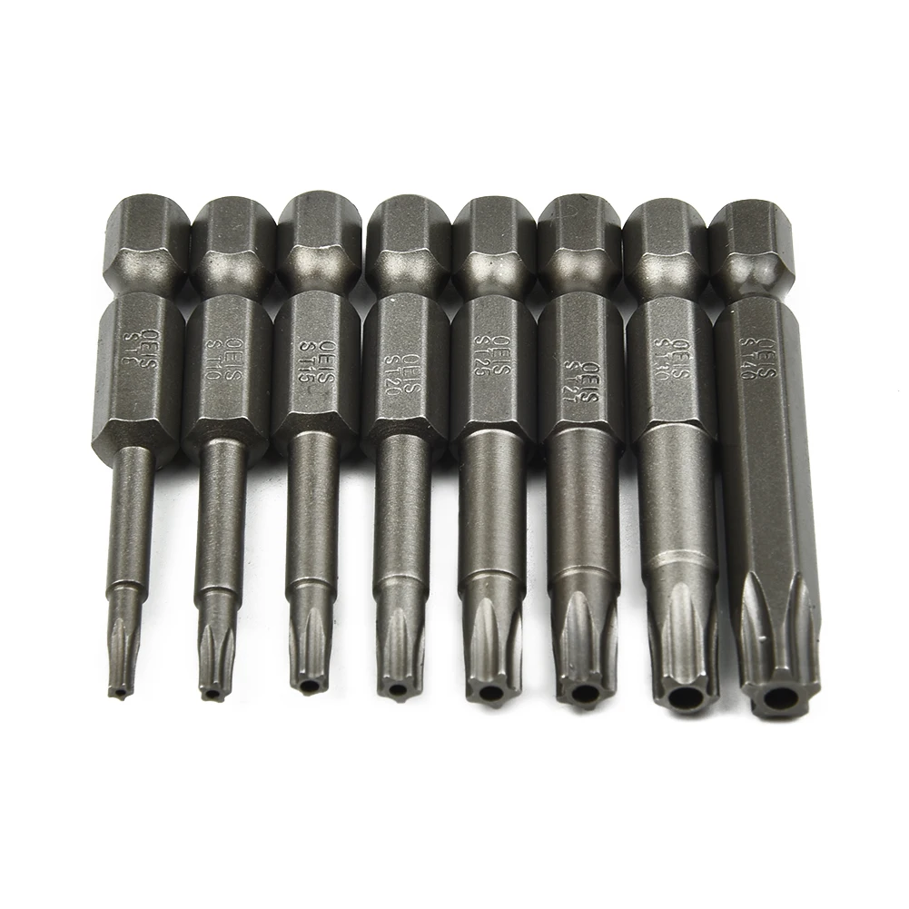 Imagem -02 - Hex Shank Electric Screwdriver Bit Kit Torx Drive Bit Grupo Ferramenta Elétrica com Furo Central 50 mm Point 6.35 mm Pcs