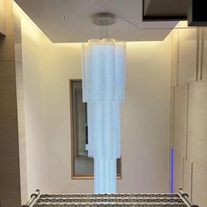 Customized Grille Light and Shadow Lamp Theme Restaurant Suspended Duplex Rotating Staircase Hotel Light Luxury Villa Lamp