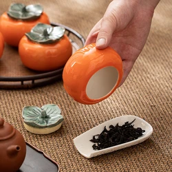 220ml Ceramic Persimmon Tea Jar Food Container Tea Candy Kitchen Storage Bottle Jar for Kitchen Mason Jars Tea Container