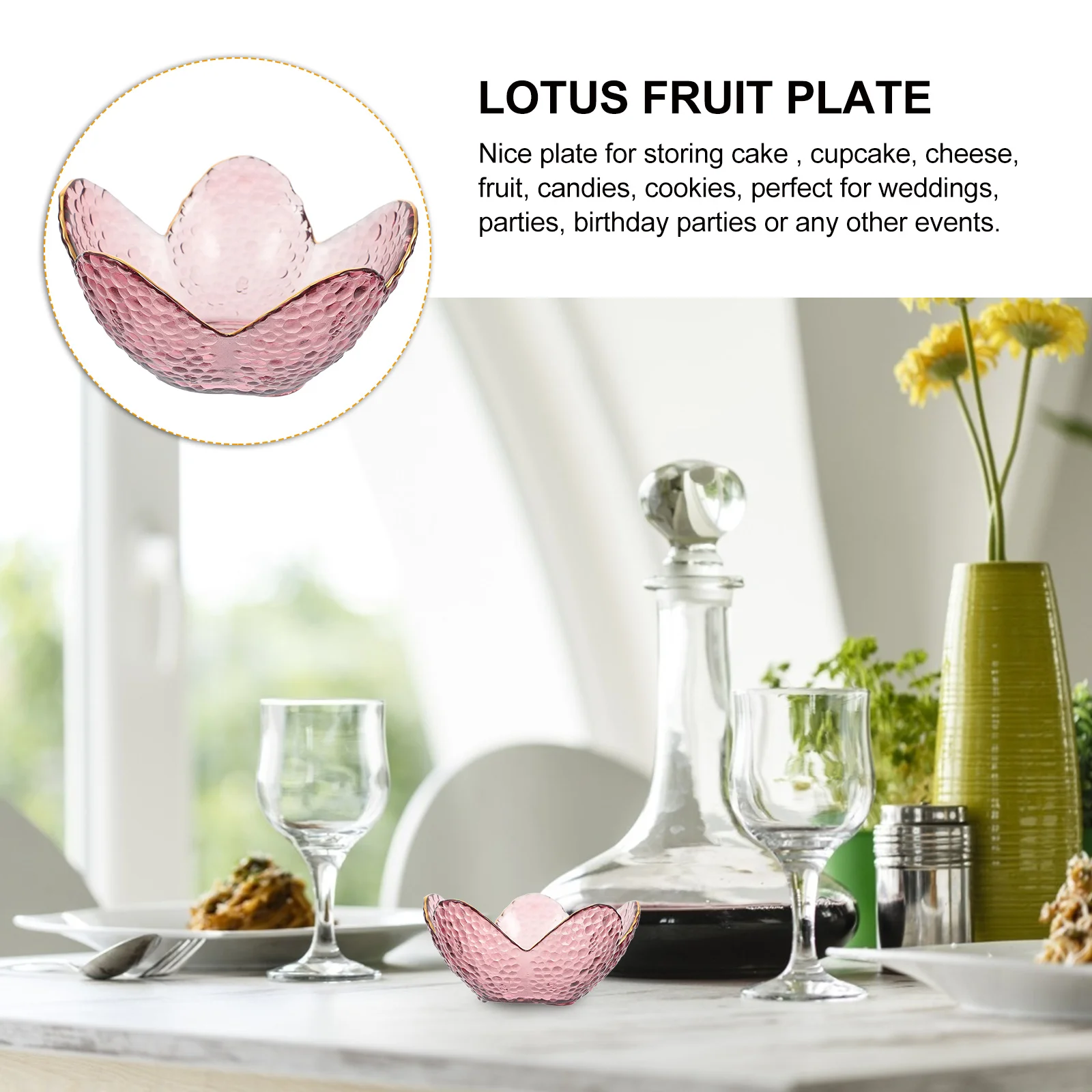 

Lotus Glass Fruit Plate Elegant Lotus Design Glass Dessert Plate Food Serving Tray Candy Storage Cake Snack Holder Home