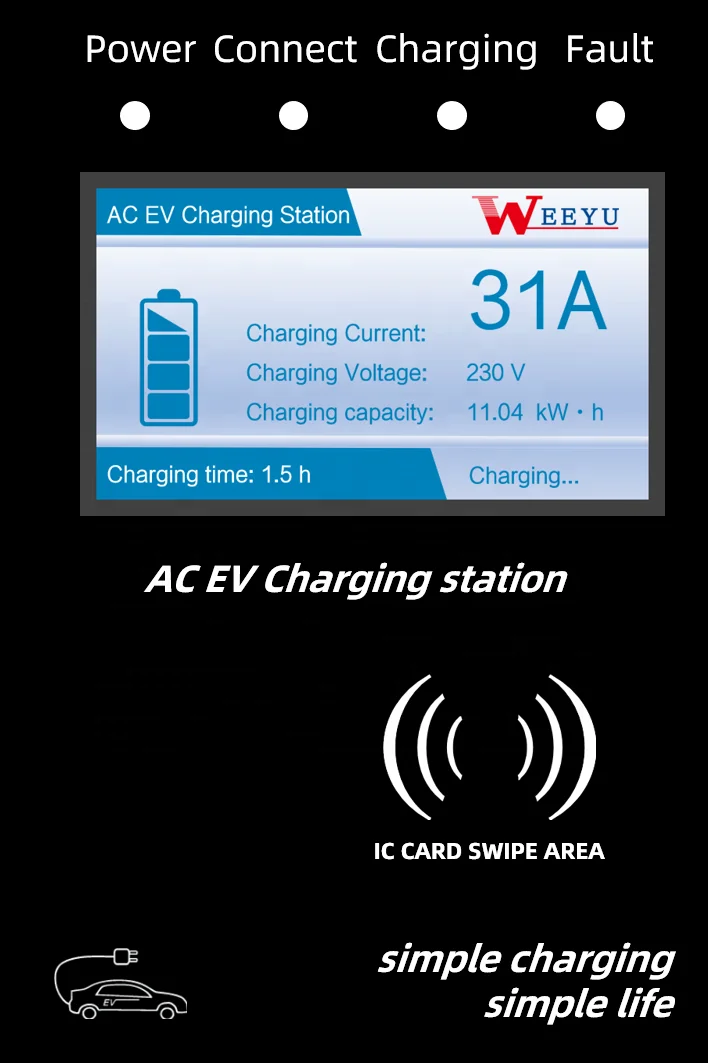 Weeyu 380V Type 2 22kw Elektrische Auto Oplaadstations Ev Oplader Voor Commercieel Opladen