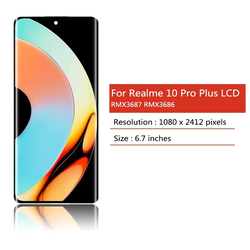 6.7“AMOLED For Oppo Realme 10 Pro+ Plus RMX3687 RMX3686 LCD Display Touch Screen Digitizer Assembly