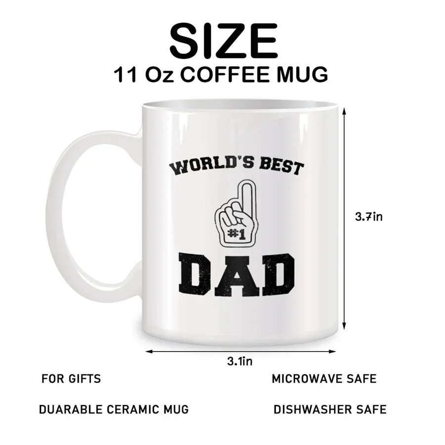 World Best Dad Ever Mugs For Daddy Gifts for Dad, Husband, Men Birthday Gifts Novelty Coffee Ceramic Tea Cups White 11 oz