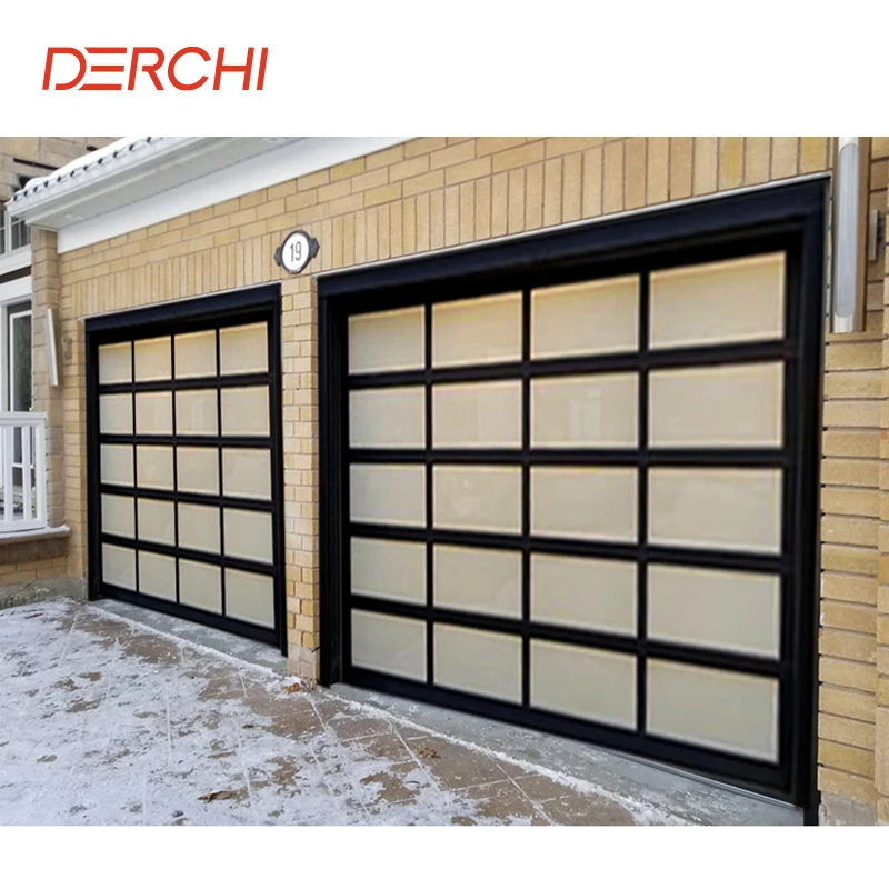 Garage Door Aluminum Custom Size Motorized Sectional Black Glass Panel Any Size remote