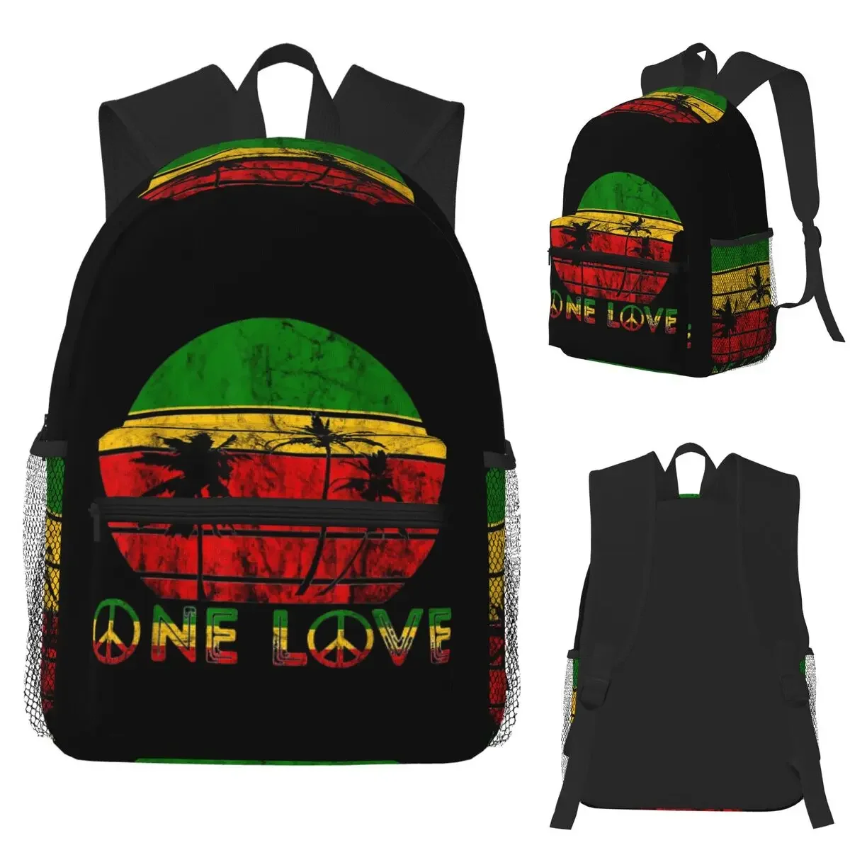 

Harajuku Vintage Style Arts Bob Marley One Love Student Backpack School Bag Hiking Daypack for Men Women Bookbag Shoulder Bags