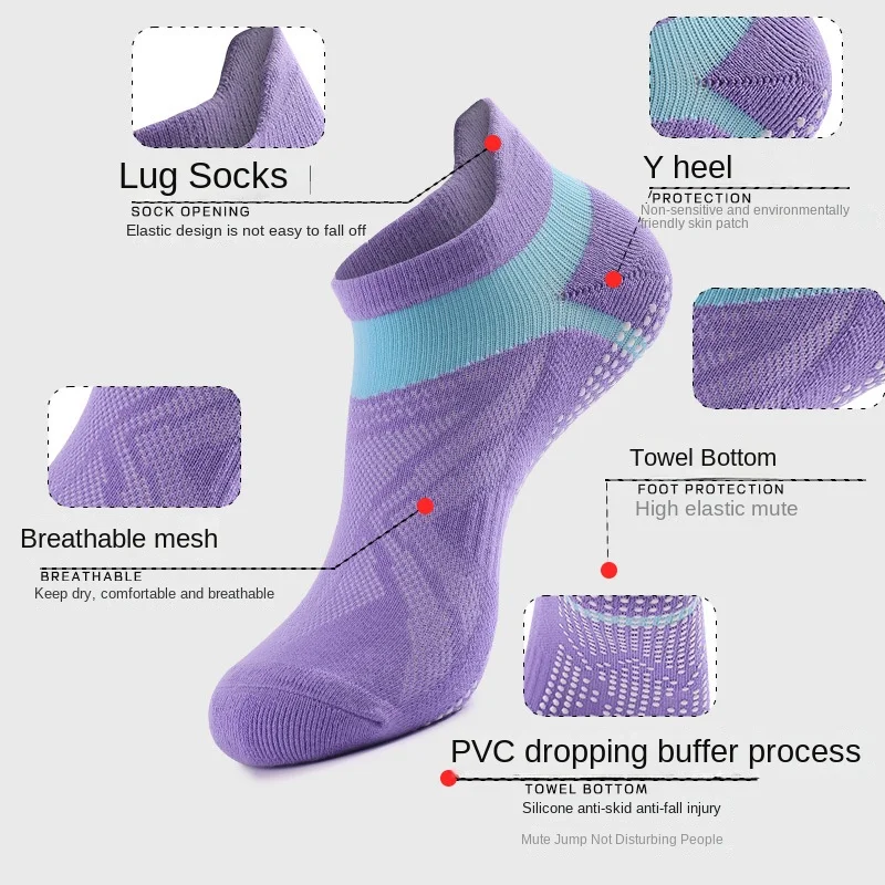 

Athletic Crew Dress Sports Sock Sweat Absorbing Breathable Run Indoor anti-slip Floor Women Summer Pilates Yoga 8W235
