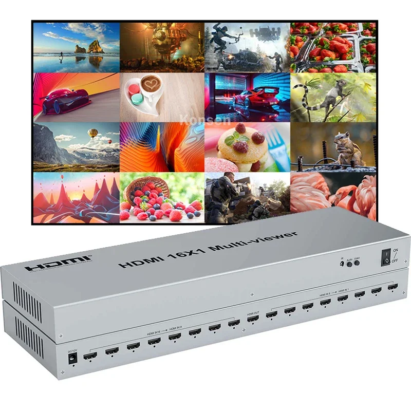 1080P 60Hz HDMI Multi Viewer 16 in 1 out HDMI Quad Screen Multi-viewer 16x1 Video Seamless Switch Screen Divider 16 Viewing Mode