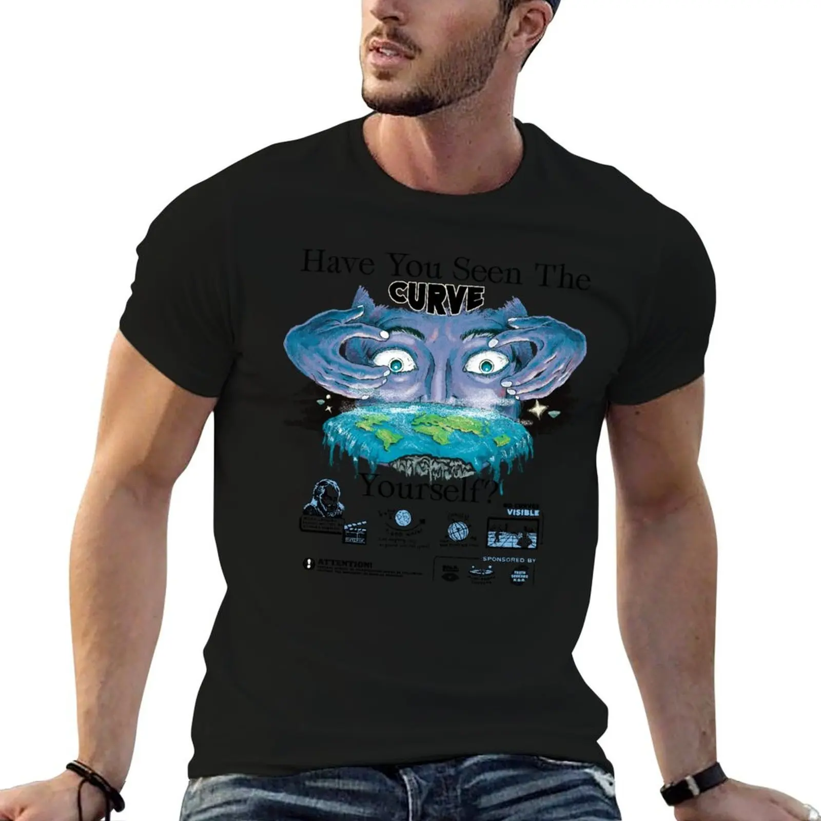Explore the Flat Earth Truth T-Shirt oversized graphic tee blue archive mens graphic t-shirts funny