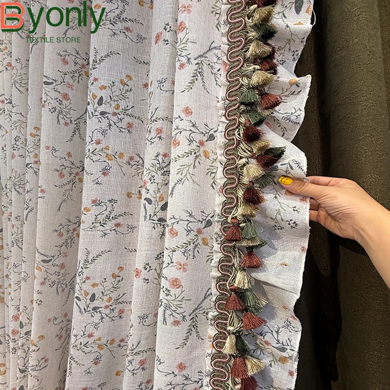 

Зеленые жаккардовые синельные хлопковые льняные шторы с принтом для гостиной, спальни, французского окна, балкона по индивидуальному заказу