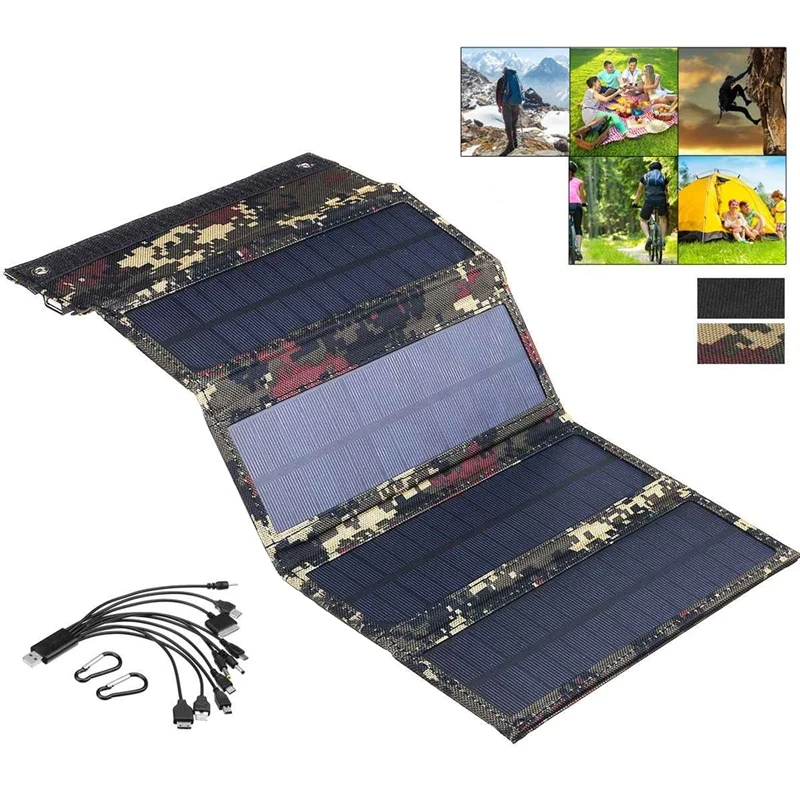 Folding Solar Panel 5V Solar Cell Portable Sun Power Waterproof Foldable USB Port Charger Mobile Power Bank For Phone