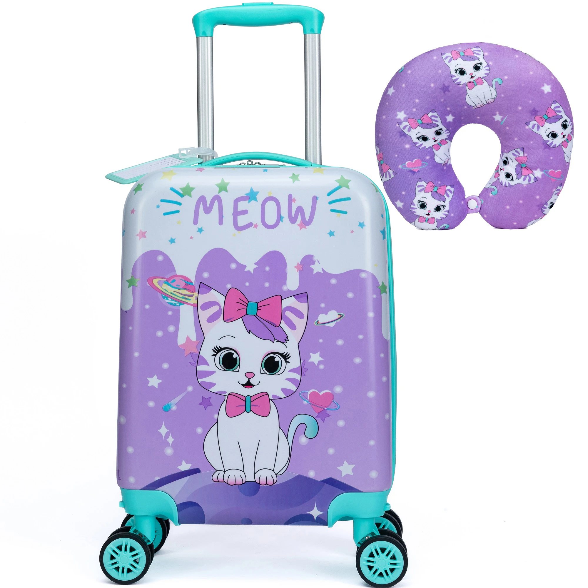 2 ชิ้นเด็กชุดกระเป๋าเดินทาง 16 ''Hardside กระเป๋าเดินทาง Spinner ล้อเด็กหญิงกระเป๋าเดินทางกระเป๋าเดินทางสายการบินได้รับการอนุมัติ