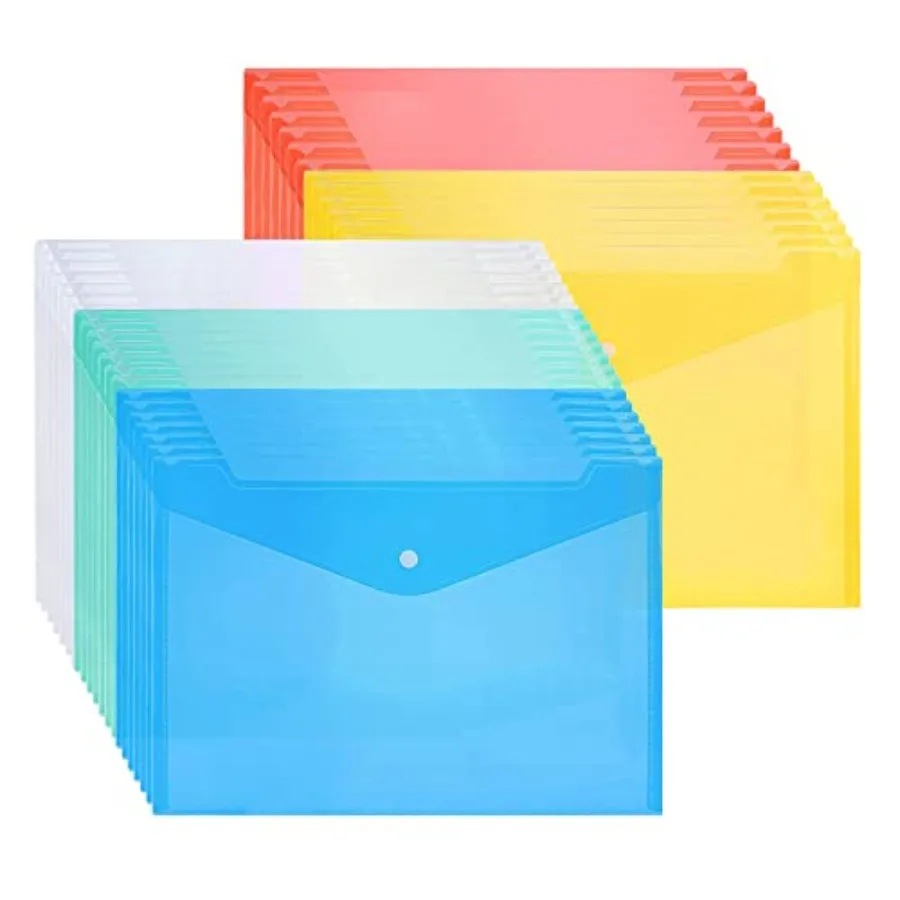

Plastic Envelopes 30pcs A4 Size Poly Envelopes Document Folde with Sp Button Closure for School Home Work Office Organization 5