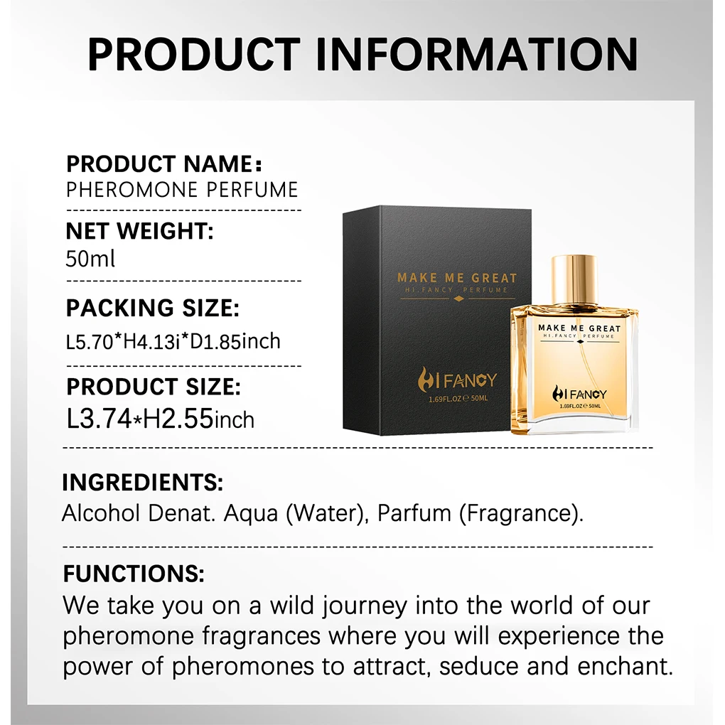 Hi.Fancy 50ML Men’s Perfume Lasting Fragrance Charm Cologne Pheromones Attract The Opposite Sex Light Fragrance Birthday Gifts