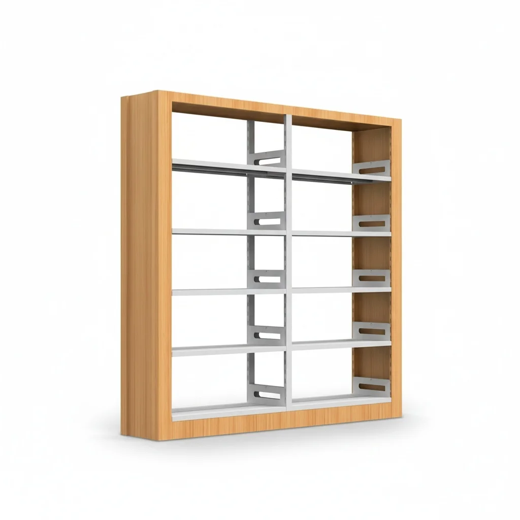 Steel Bookshelf, Cold-Rolled Steel 0.5-1.2mm Double Sided Rack, Heavy Duty Metal Bookcase Library Shelving for Reading Room