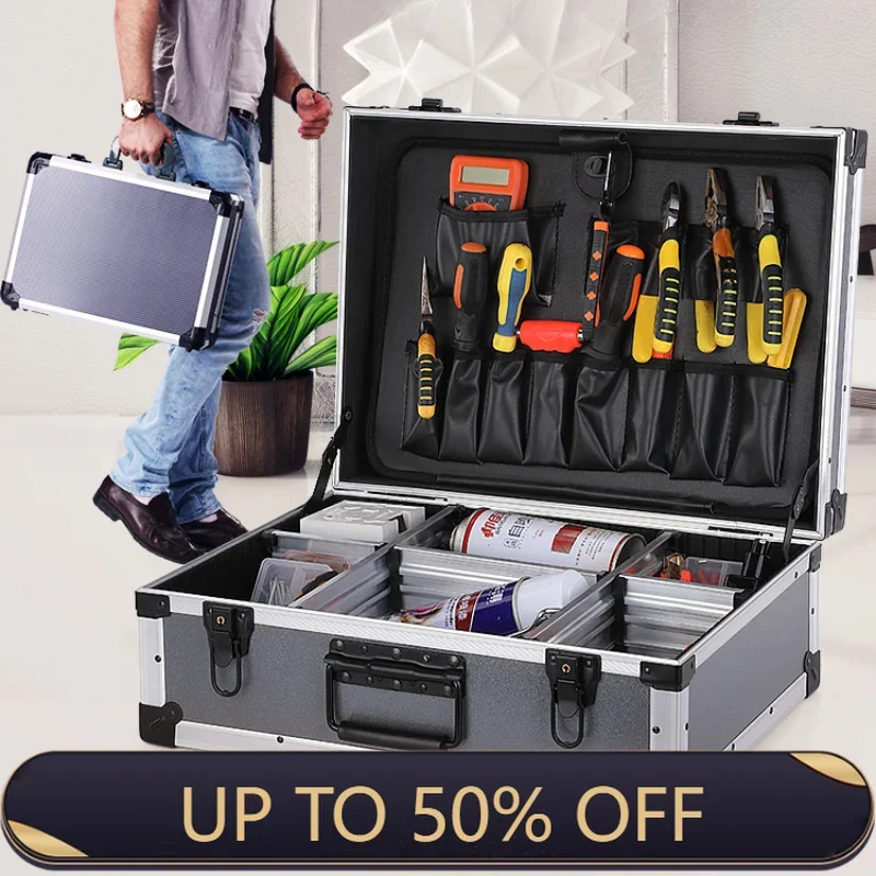Aluminum Large Hard Case Multifunctional Tool Box Waterproof Partition Board Storage System Professional Garage Accessories