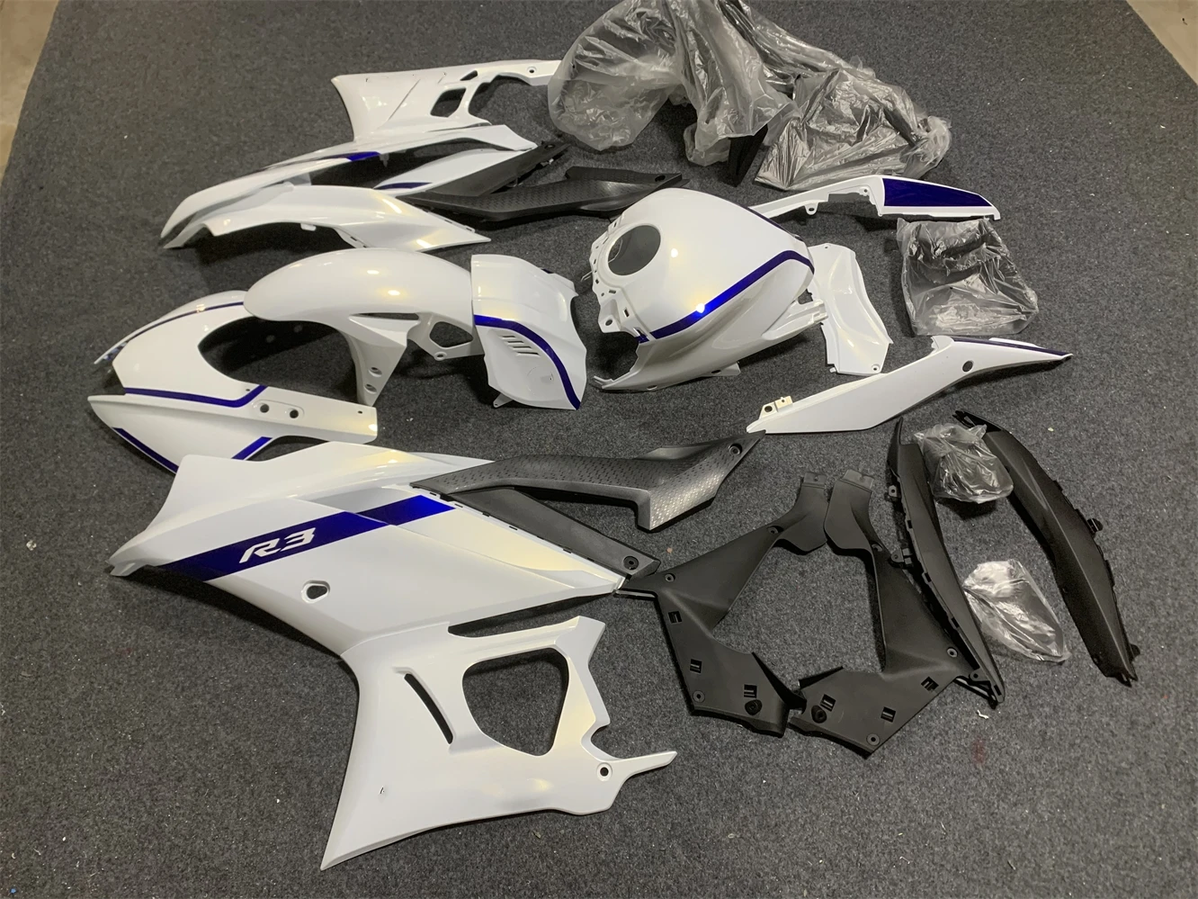 Motorcycle fairing fits YZF-R3 19 2021 22 23 year R25 2019 2020 2021 2022 2023 Fairing White Blue motorcycle housing