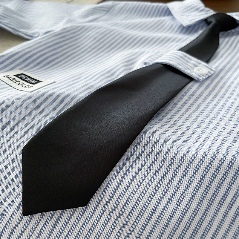 2-teiliges Set für Kleinkinder, Jungen, gestreiftes Hemd mit Krawatte und schwarze Hose, Kinder-Gentleman-Schul-Freizeit-Outfit, 1–5 Jahre – Detail 9