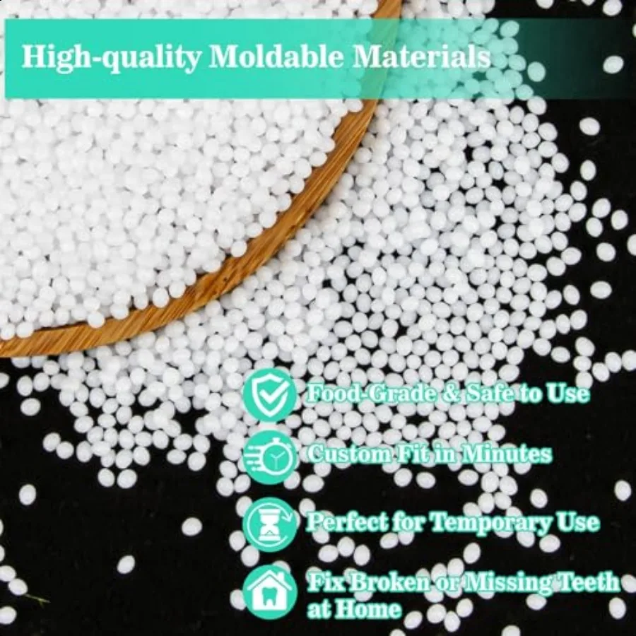 10,9 Unzen thermoplastische Prothesen-Kleberperlen, Zahnreparaturset, Reparatur von Prothesen, passend für thermoplastische Perlen zur Zahnfixierung, teilweise Prothese