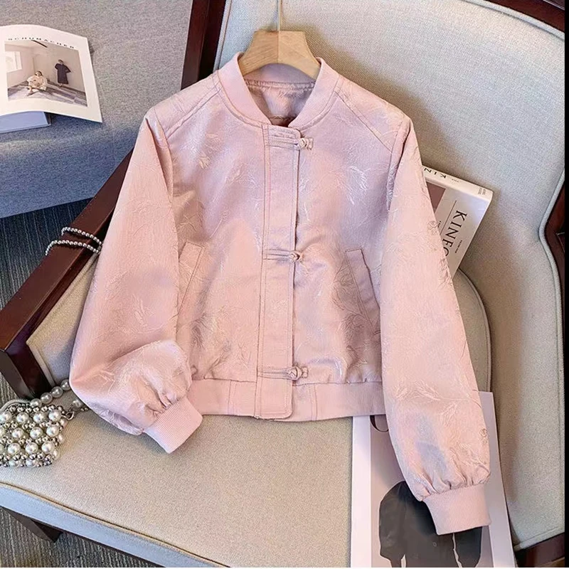 

Винтажный бейсбольный костюм с пряжкой, пальто, женская короткая весенне-осенняя новая куртка в китайском стиле, национальная женская верхняя одежда с длинными рукавами XQ74