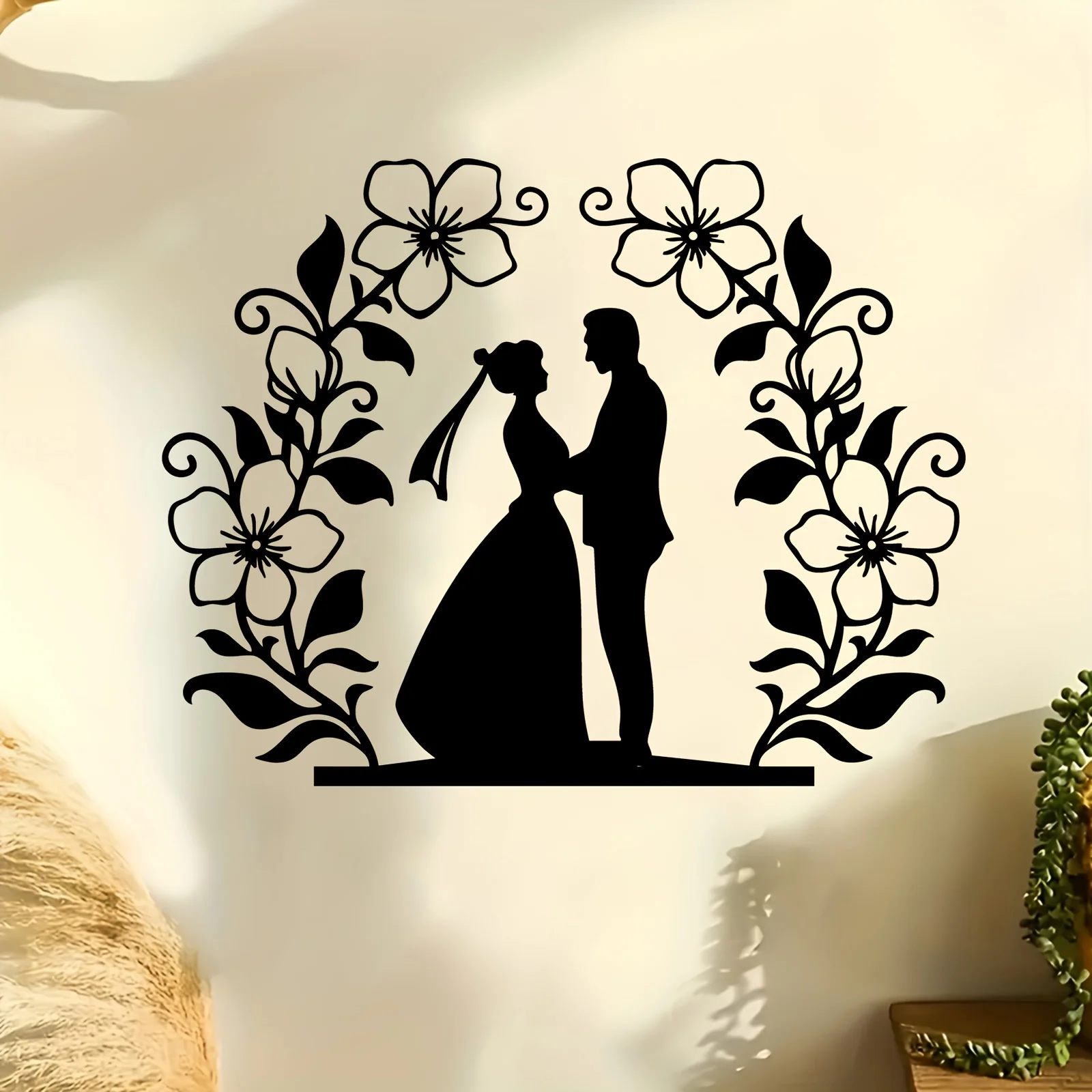 Wedding Couple Metal Wall Art, Rust‑Resistant Bedroom Garden Decor, Valentine's Day Anniversary Romantic Gift