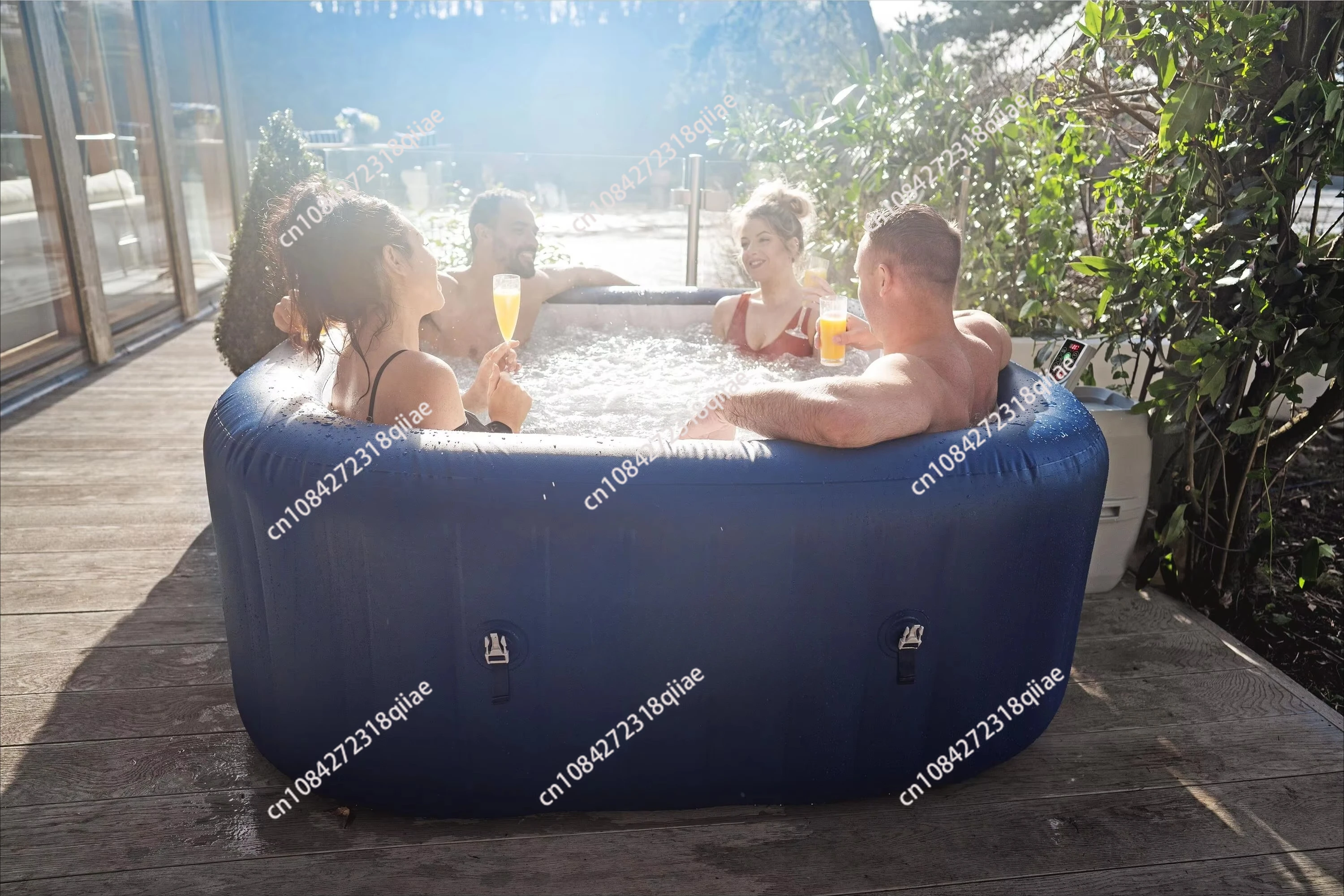 Inflatable hot tub spa outdoor portable bathtub square 6-person inflatable hot tub spa inflatable ice bath tub