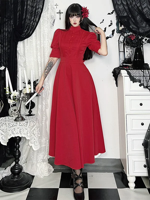 

Красное платье Wannathis Pearl: соблазнительный костюм для косплея, облегающий, с завышенной талией, на Хэллоуин, для модных дам, в темном стиле, короткое, размер S