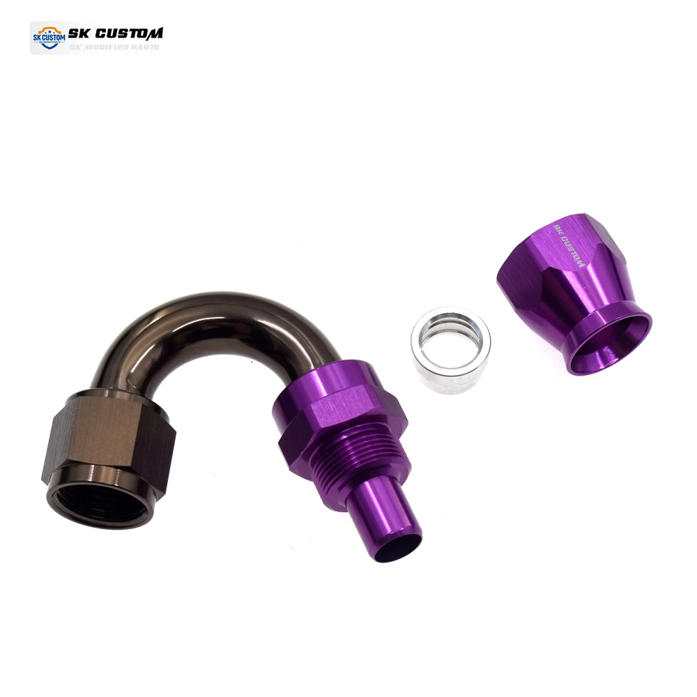 SK CUSTOM PTFE slanguiteinde olieleidinginterface AN8 recht 0 ° /45 ° /90 ° /120 ° /150 ° /180 graden PTFE brandstofleiding slanguiteinde fitting adapter