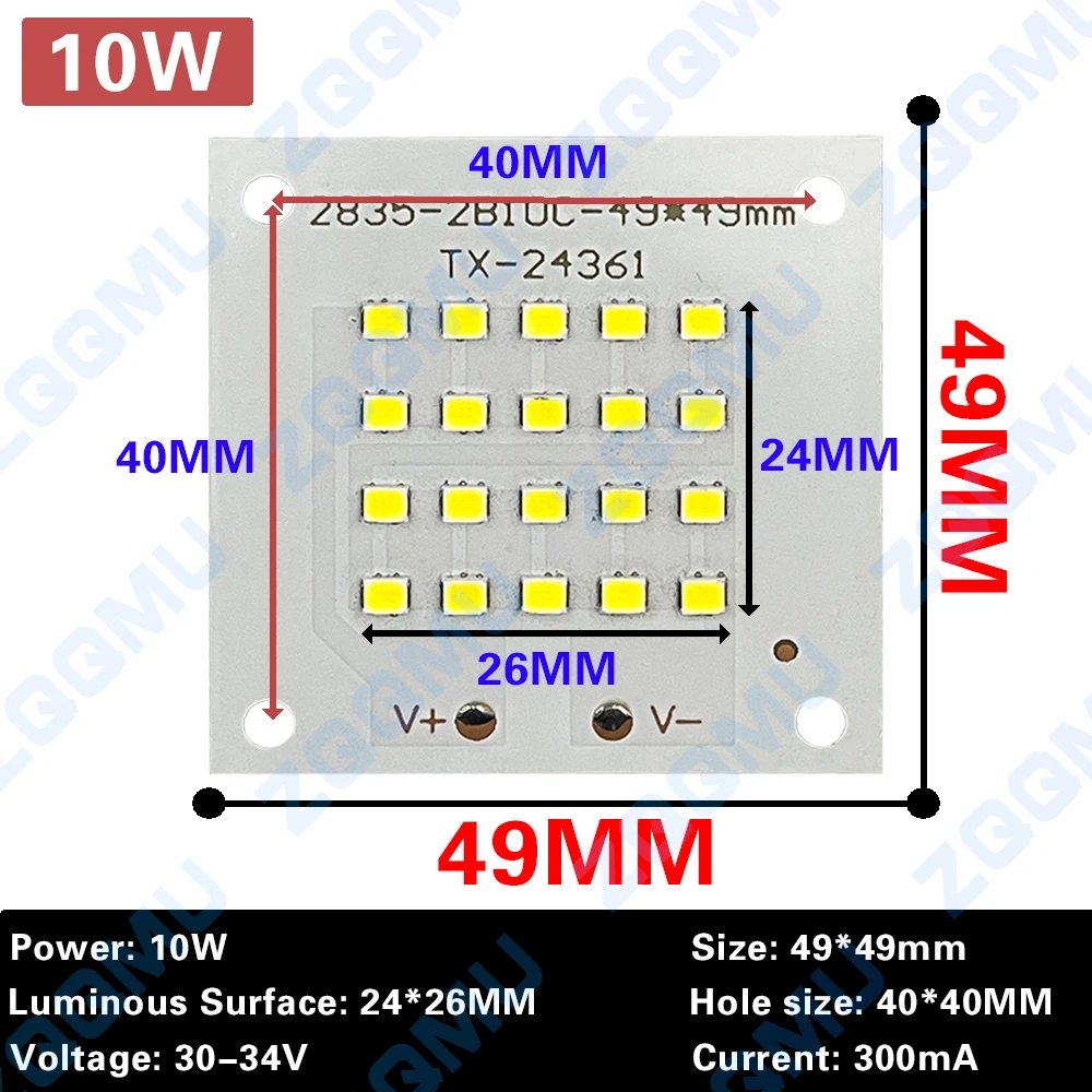 1Pcs LED PCB Board 10W 20W 30W 50W 100W 150W SMD2835 Aluminum Plate Full Power Chip Module for Floodlight Lamp DIY