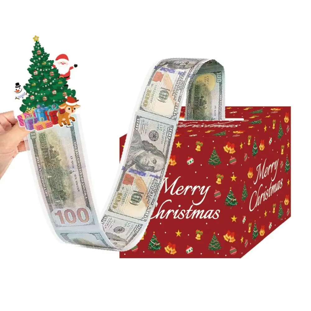 Paper Christmas Money Pulling Box Cash Money Clip Cake Decoration Cash Pull Gift Boxs Christmas Present Cash Gift Box Birthday