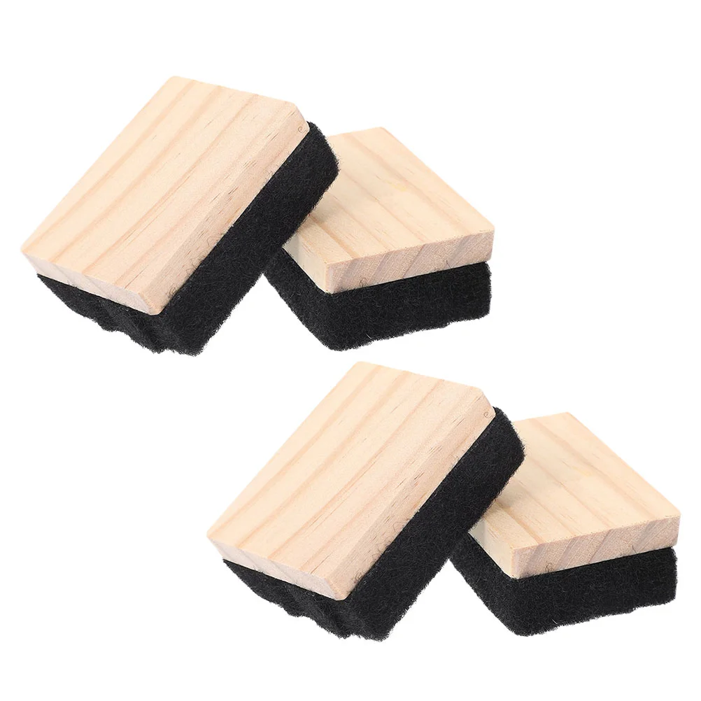 

4 Pcs Wooden Blackboard Eraser White Dry Home Whiteboard Versatile Chalkboard Mini Erasers for Classroom Boards Supplies Kids