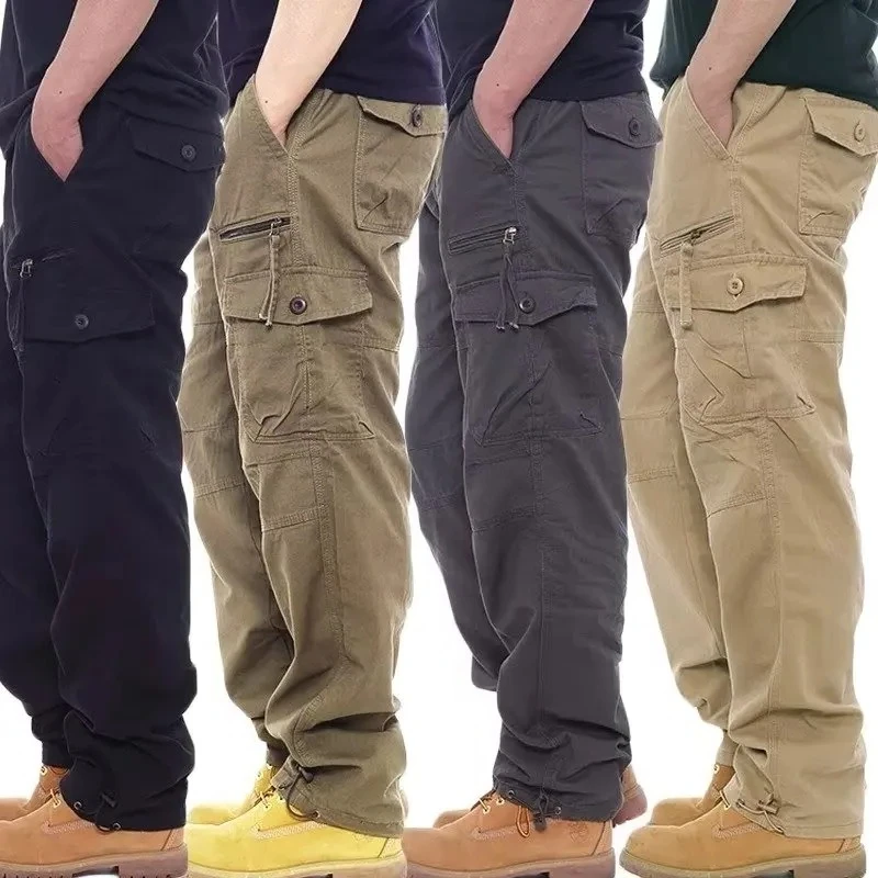 

Men Fashion Casual Sports Many Pockets Cargo Pants Men Loose Straight Elasticity Utility Pants Versatile Comfortable Trousers