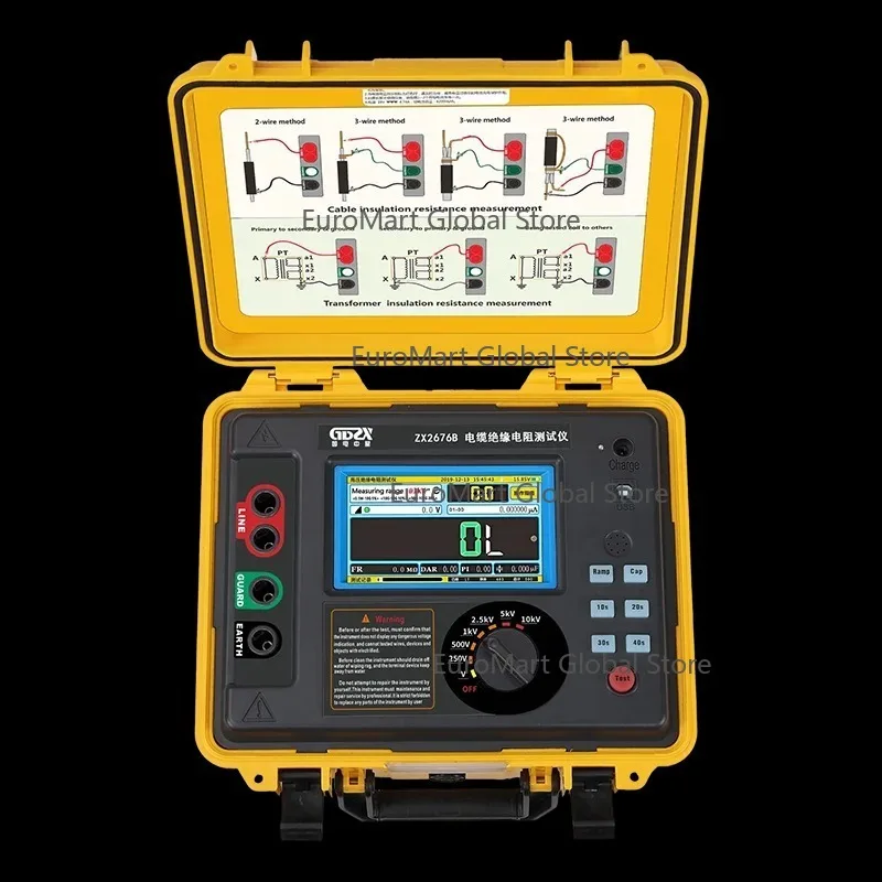 ZX2676 Series 5KV Digital Insulation Resistance Tester Megohmmeter, With PI DAR Test For Transformer/Cable/Motor