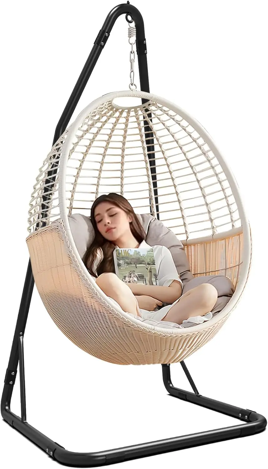 

Heavy Duty Steel Hammock Chair Stand with 360° Hook, Supports 330lbs for Indoor/Outdoor Use