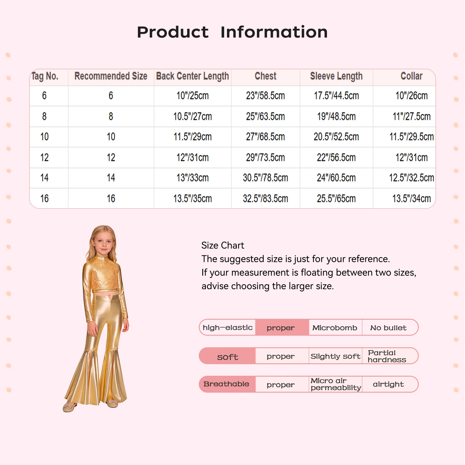 Kids Girls Shiny Disco Jazz Dance Costume Long Sleeve Metalic Sequin Crop Top Split Bell-Bottom Pants Hippie Ballroom Performace view 6
