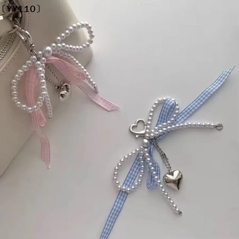 Women Fashionable Bow Keychain Shaped Pearl Mobile Phone Charm, Bag Charm And Accessory.〔YY110〕