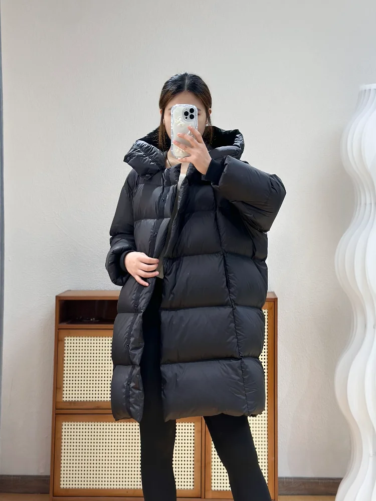 Windproof Hooded Long Down Coats 2024 Winter New Fashion 90% White Duck Down Woman Coat Thick Warm Loose Puffer Coat Outwear