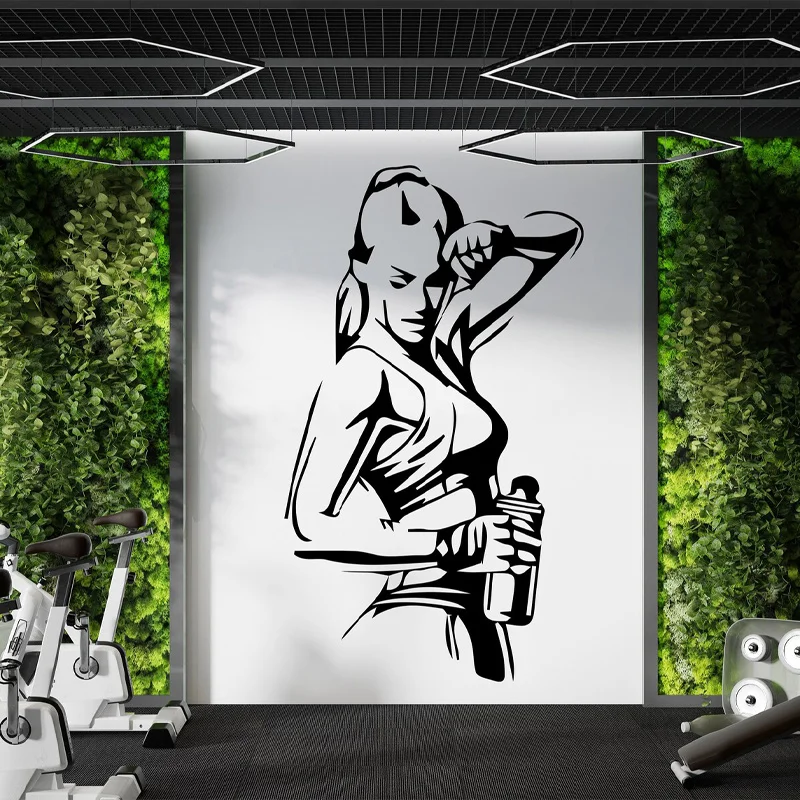 Gym Woman Wall Sticker Sport Motivation Workout Fitness Motivation Interior Decor GYM Decals Removable Wallpaper Poster S004