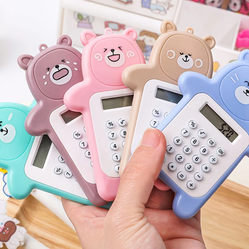 Portable Kawaii Mini Calculator Pocket Size 8 Digits Display Cartoon Mini Ultra-thin Button Cute Calculator School Supplies