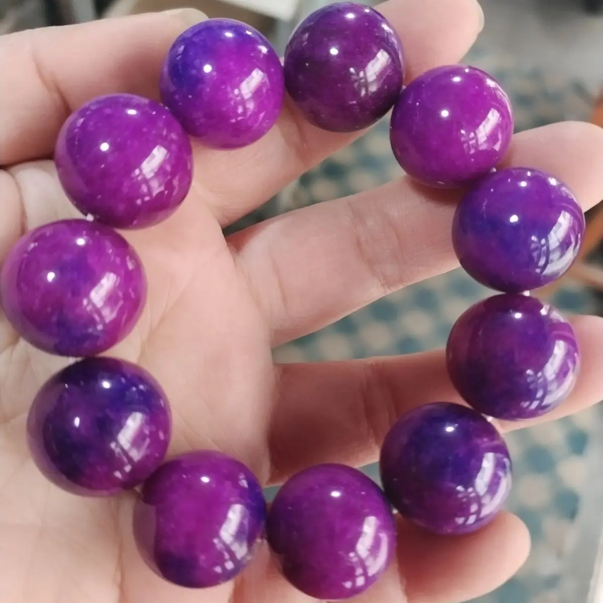 

20mm Natural Myanmar Jadeite Purple Jade Bracelet Men Women Healing Jewelry Genuine Grade A Burma Jade Big Bead Bracelets