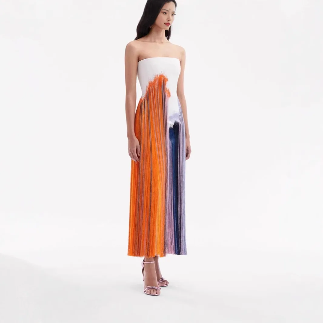 

Лето 2025 г., сексуальное женское платье со свободной талией и длинным принтом на груди, трансграничное женское платье для отдыха с кисточкой и цветочным разрезом