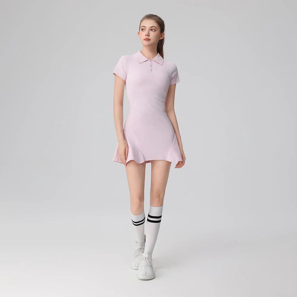 SEEKSUC Abito da tennis a maniche corte da donna, polo aderente, scollatura, set di abbigliamento sportivo da golf con reggiseno e pantaloncini