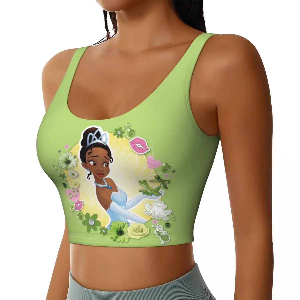 Custom Tiana - Inspiring Poster High Impact Sports Bras Women's Seamless Workout Running Crop Tank Tops